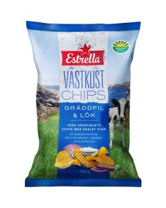 Västkustchips Gräddfil & Lök Släta