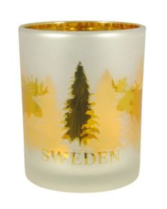 Candle Lantern Sweden Moose Gold