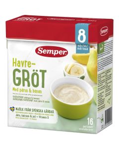 Semper Havregrötgröt Päron & Banan 8 Mån *StorPack*