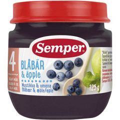 Semper Puré Frukt Blåbär & Äpple - 4 mån
