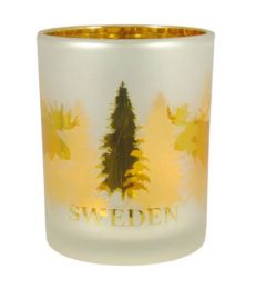 Candle Lantern Sweden Moose Gold